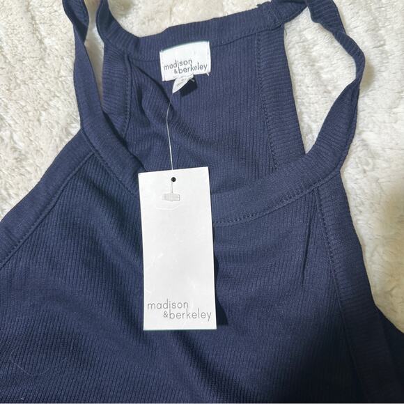 Madison & Berkeley Size M Navy Blue Midi Tank Dress Neutral Layering Minimalist - Picture 8 of 12